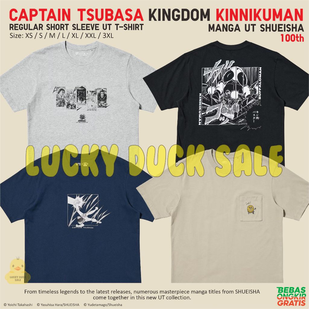UNIQLO Manga Captain Tsubasa Kingdom Kinnikuman Shueisha UT Shirt Unisex Kaos Katun