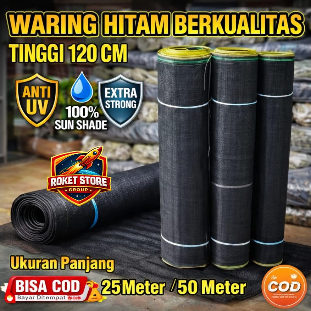 waring hitam, jaring pagar ayam/ternak, pagar tanaman dll.lebar 120cm