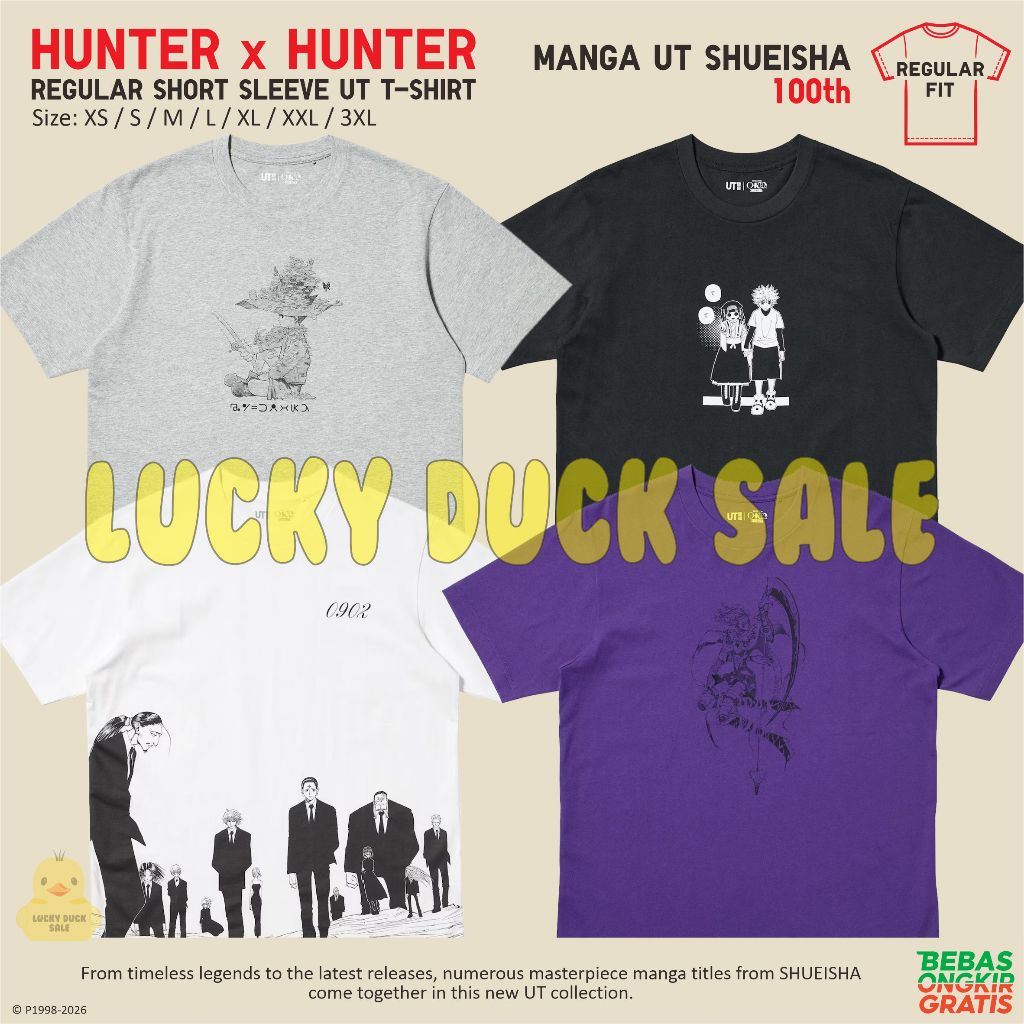 UNIQLO Manga Hunter x Hunter Shueisha UT Shirt Unisex Kaos Katun Killua Phantom Troupe