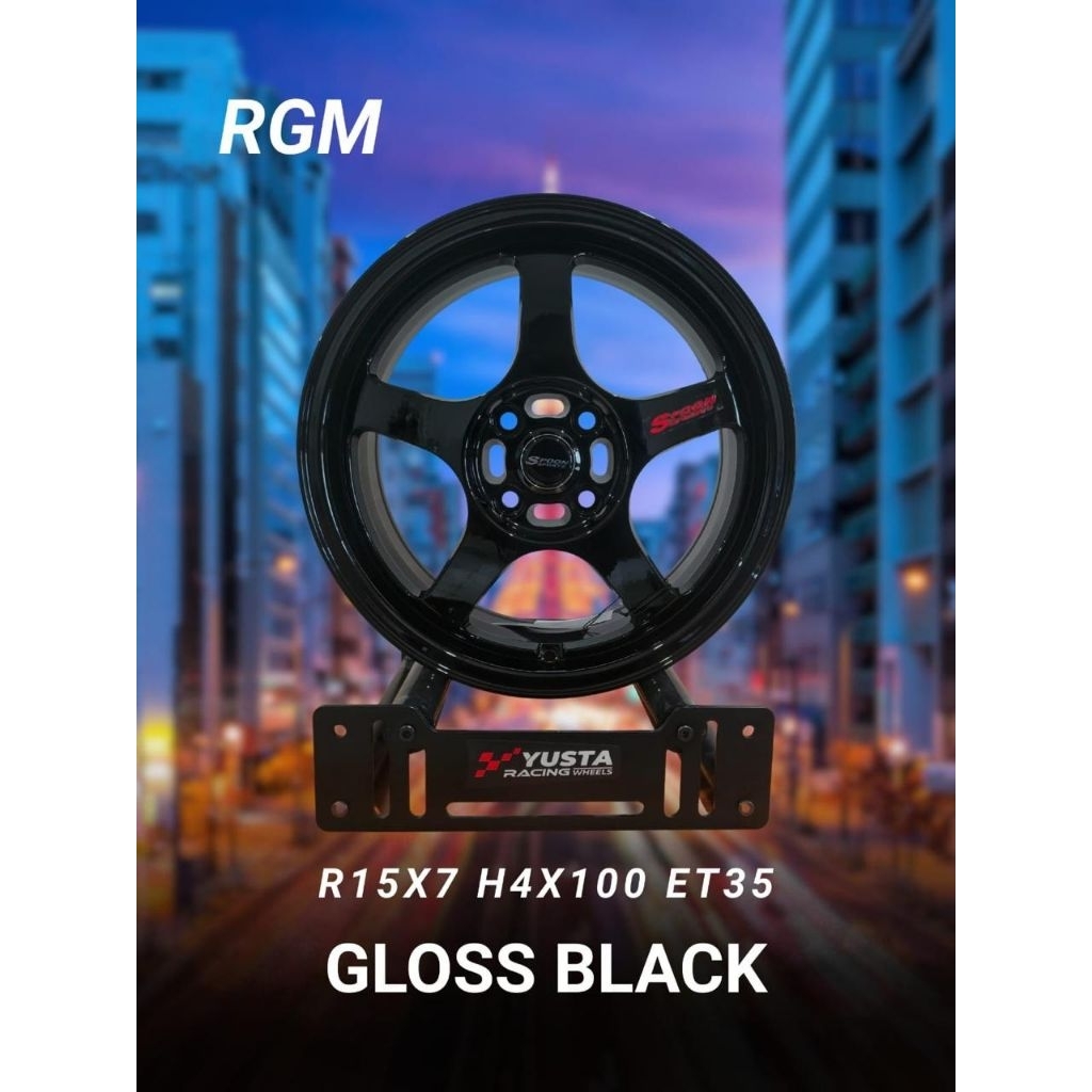 VELG SPOON RING 15 LEBAR 7 ET35 PCD 4X100 GLOSY BLACK