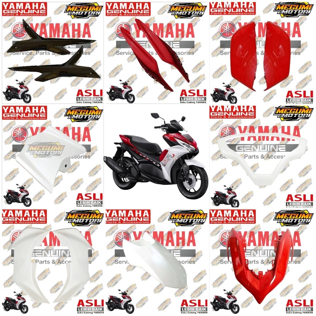 FULL SET COVER BODY HALUS NEW AEROX 155 CONNECTED MERAH PUTIH 2024 ORIGINAL YAMAHA BBP