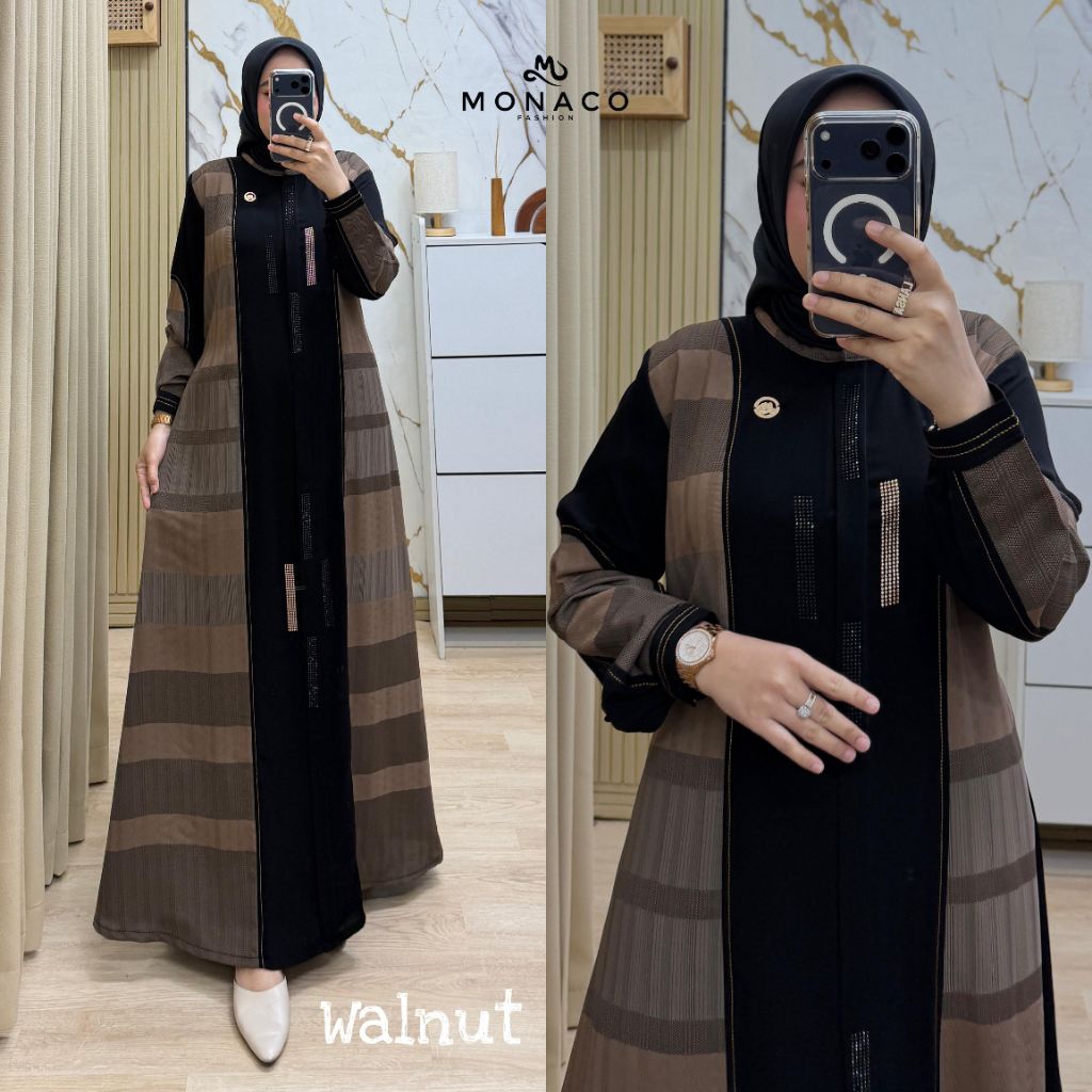 Azaleea Dress/ Gamis abaya Terbaru Premium/ Gamis Hitam Kombinasi/ Gamis simple Elegan