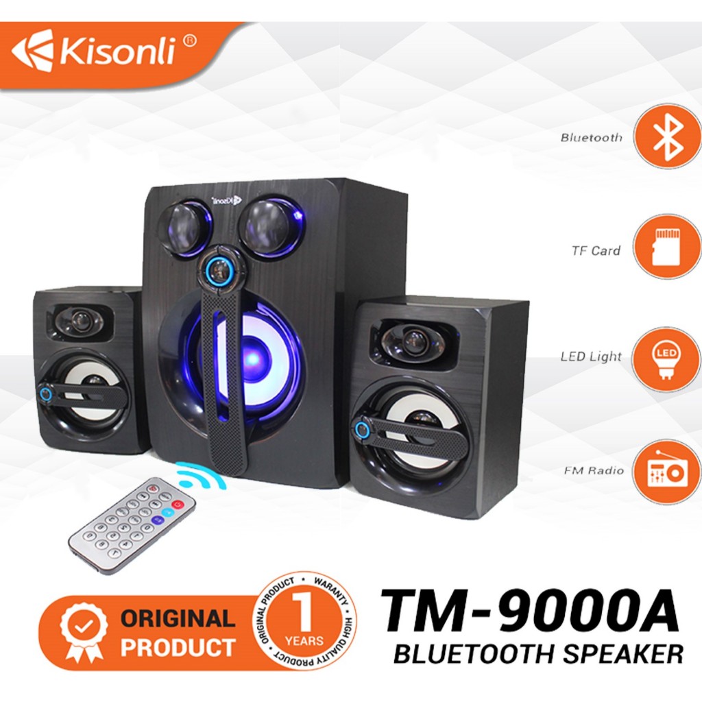 KISONLI Speaker Bluetooth RGB TM9000A Strong Bass Subwoofer Aktif