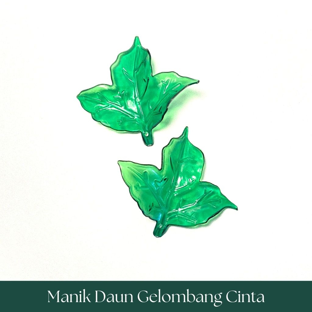 (12 PCS) Manik Hias Daun Gelombang Cinta Besar