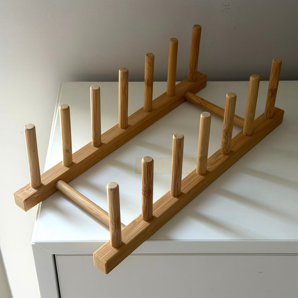 Rak Piring Bamboo IKEA / Rak Vinyl Rak Buku Aesthetic Bambu