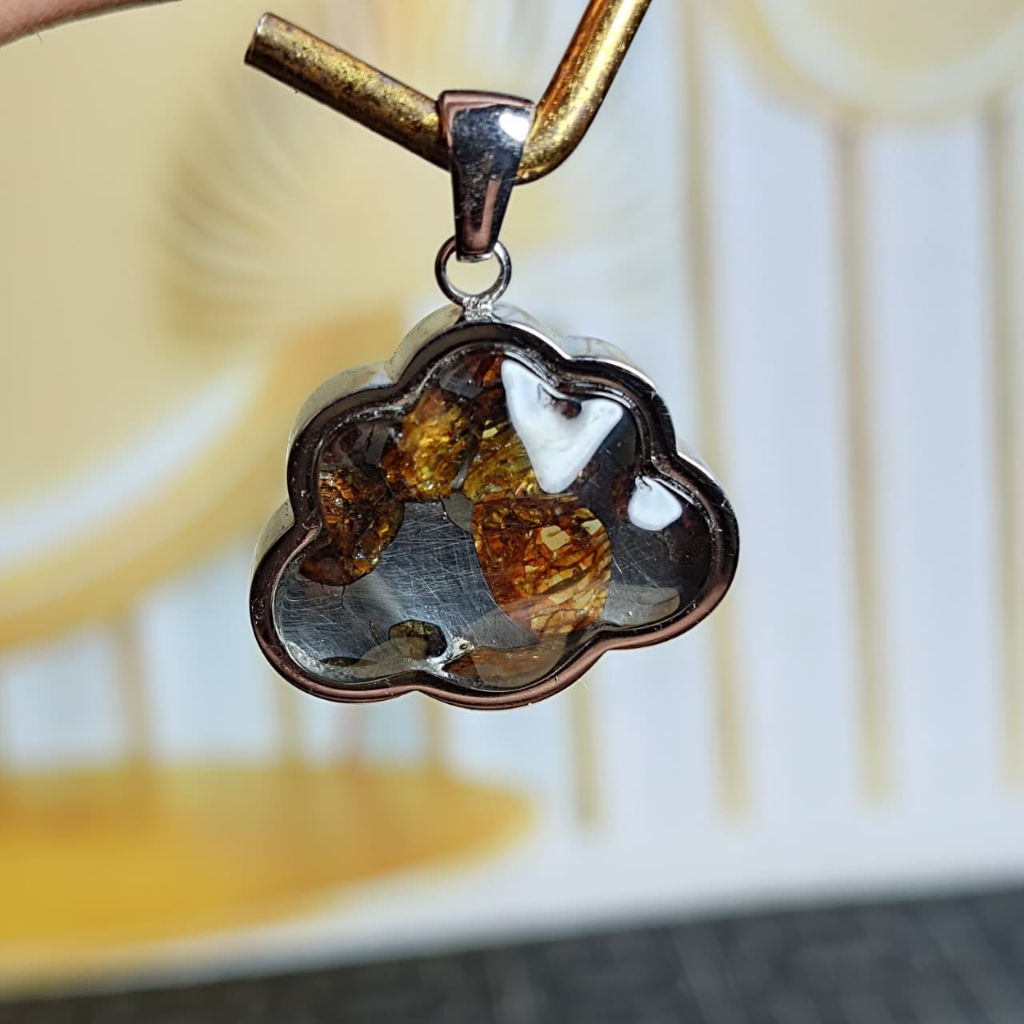Natural Pallasite kenya Sericho Olive Meteorite Cloud 2cm Pendant Tipe 7 (5)