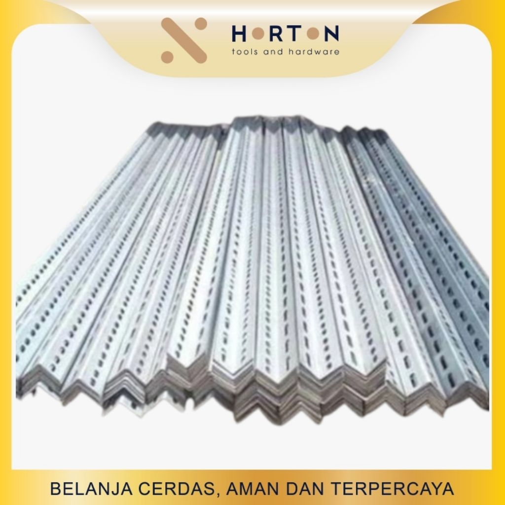 Besi Siku Lubang Warna PUTIH ORANGE 4cm x 4cm TEBAL Panjang 3 METER / Siku Lobang PER BATANG