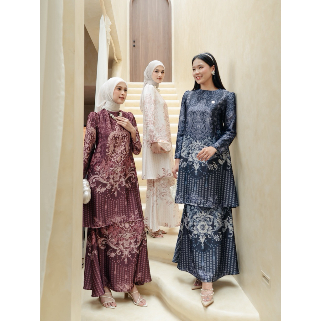 Womenwear - Elvia Raya Set/Oneset Rok Wanita/Set Rok Kurung/Set Lebaran Mewah/Setelan Rok Melayu/One