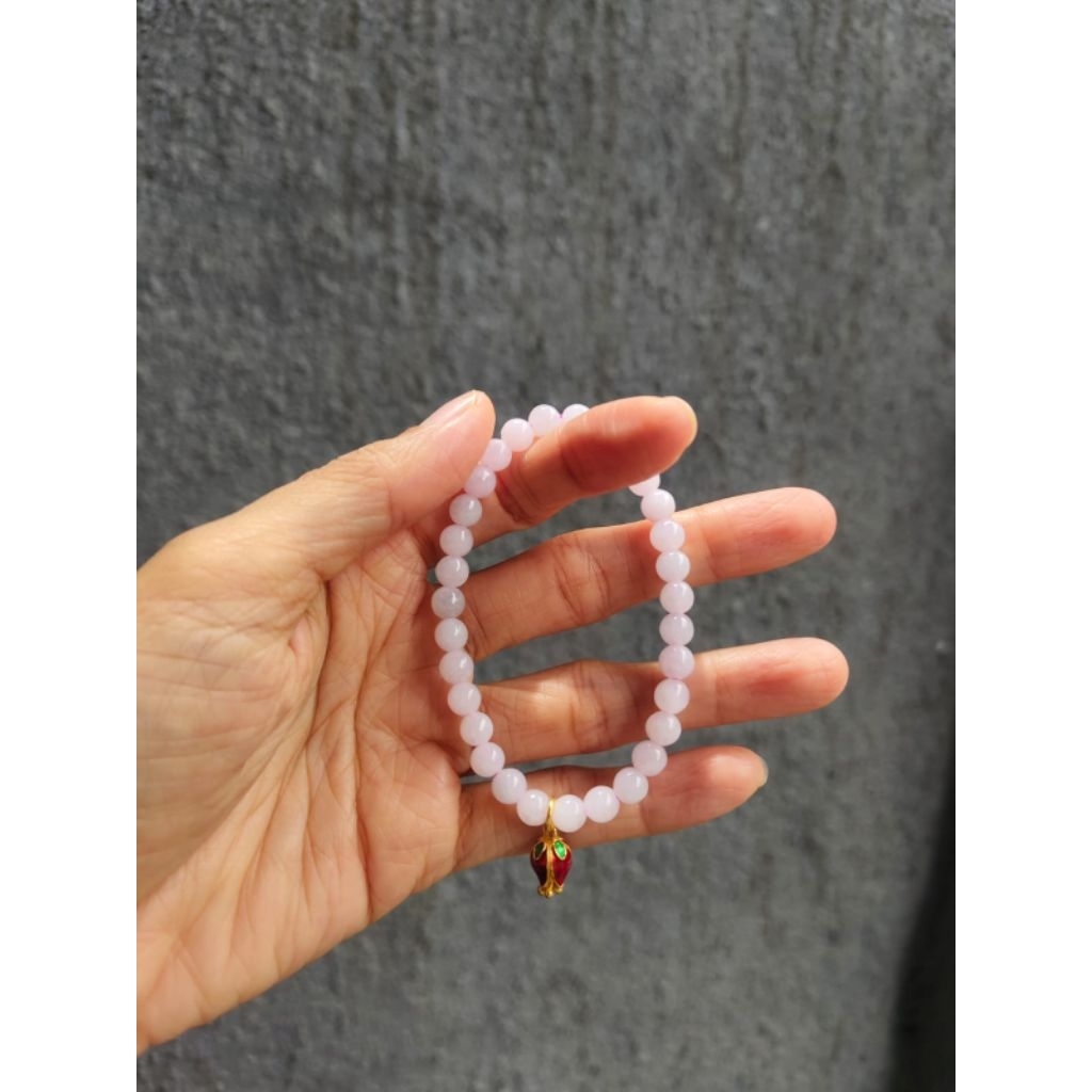 Gelang giok warna pink