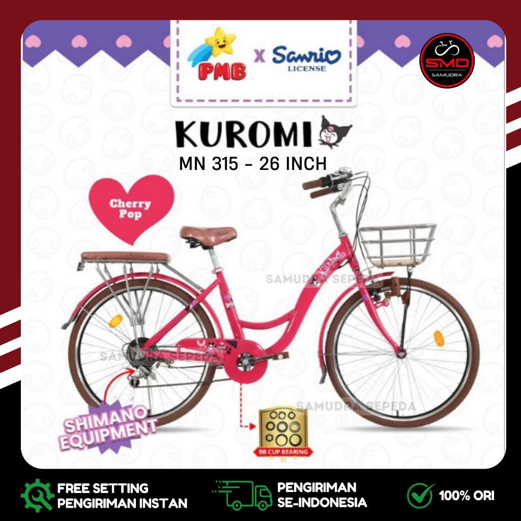 Sepeda Citybike CTB Mini Keranjang Anak Dewasa 24 Inch New Phoenix NP 8825 // CTB 26 Inch Kuromi 315