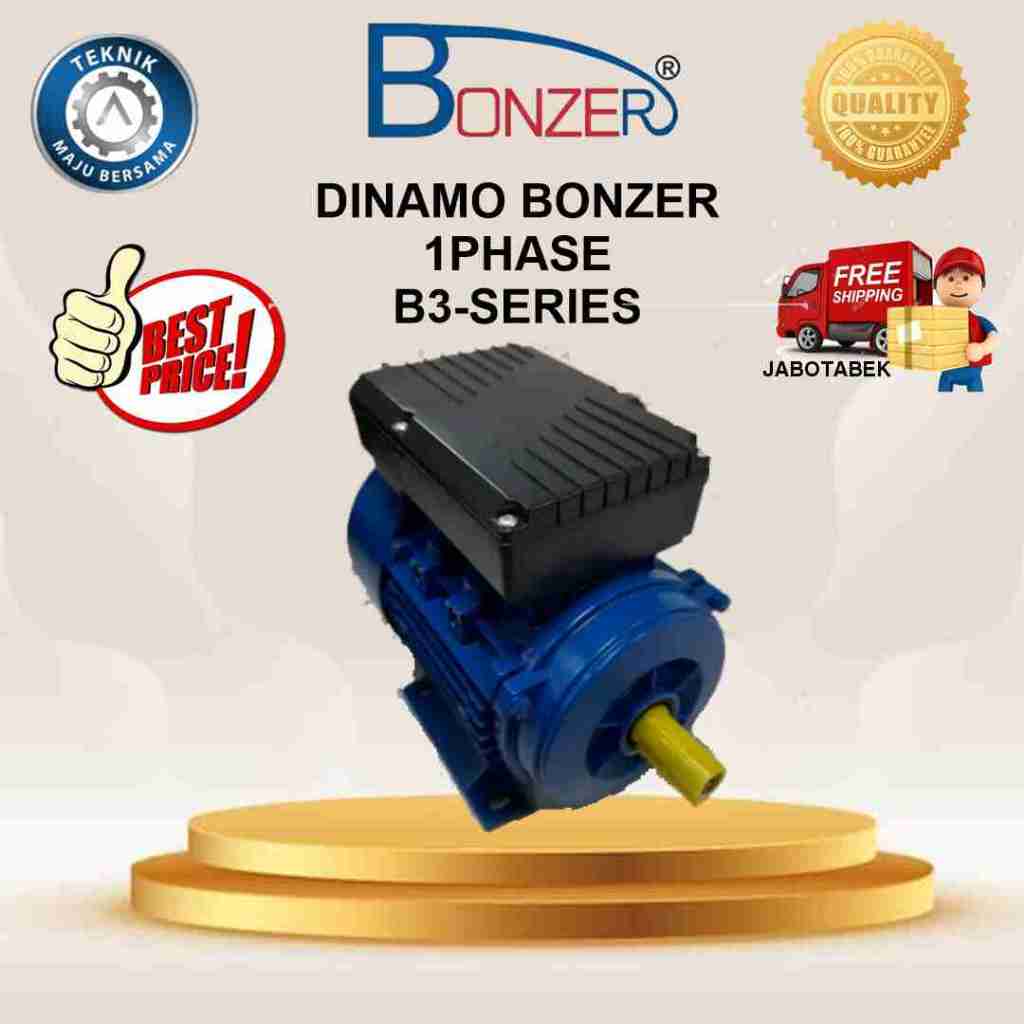 BONZER DINAMO INDUCTION MOTOR  B3 1500RPM 4P 0,75KW 1HP FRAME 802 1PHASE, 50/60HZ HIGH QUALITY
