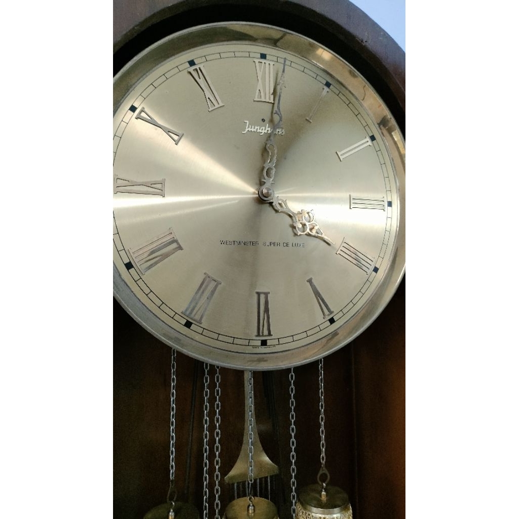 jam almari junghans senar 11 dual chime ave maria grandfatherclock tua kuno unik antik bandul gandul