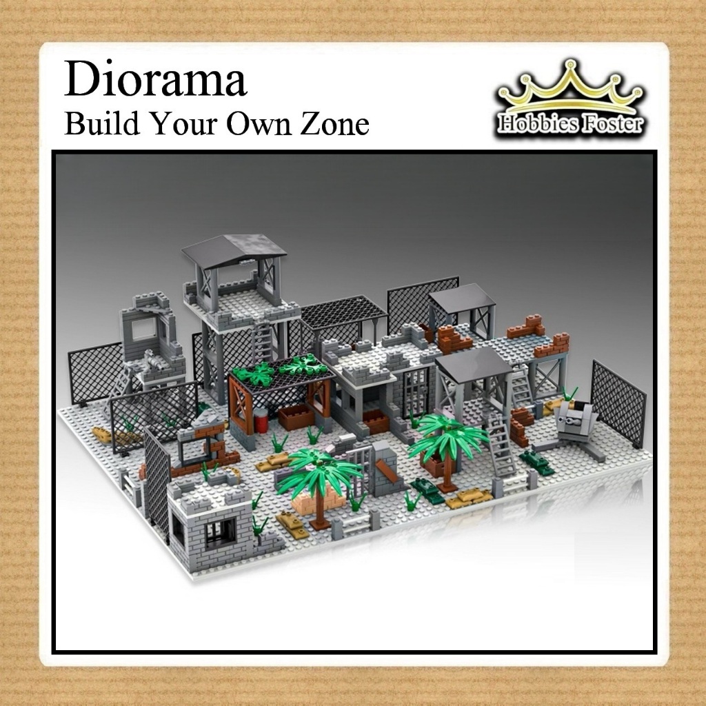 HF MOC Building Diorama Military Pangkalan Militer Perang World War - WY A