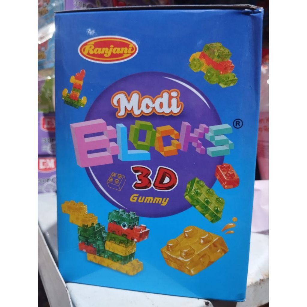 PERMEN RANJANI MODI BLOCKS 3D GUMMY CANDY ANEKA RASA ( 1 BOX * 12 PCS * 22 GRAM )