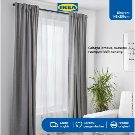 promo IKEA TERESIA Gorden Tipis 1 Pasang dengan Saku Batang/Putih 145x250 cm