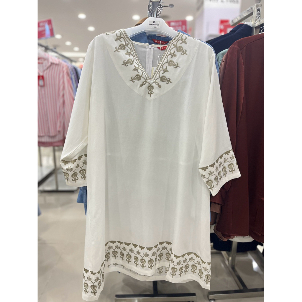 Blouse Wanita Scotch & Co Bordir Elegan Warna Putih Premium Size S–XXL Atasan Wanita Casual Formal