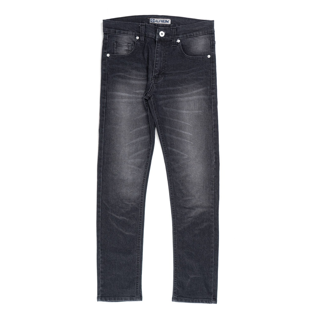 AlfheimCloth.Inc - Celana Jeans Pants Denim - Slim Fit Men Scrap Black Whisker Denim Models S,M,L,XL