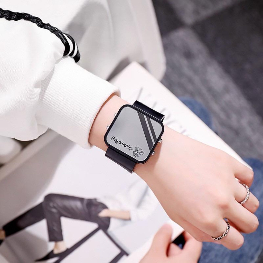 PROMO JAM TANGAN DIGITAL KOTAK WBS PRIA WANITA HITAM