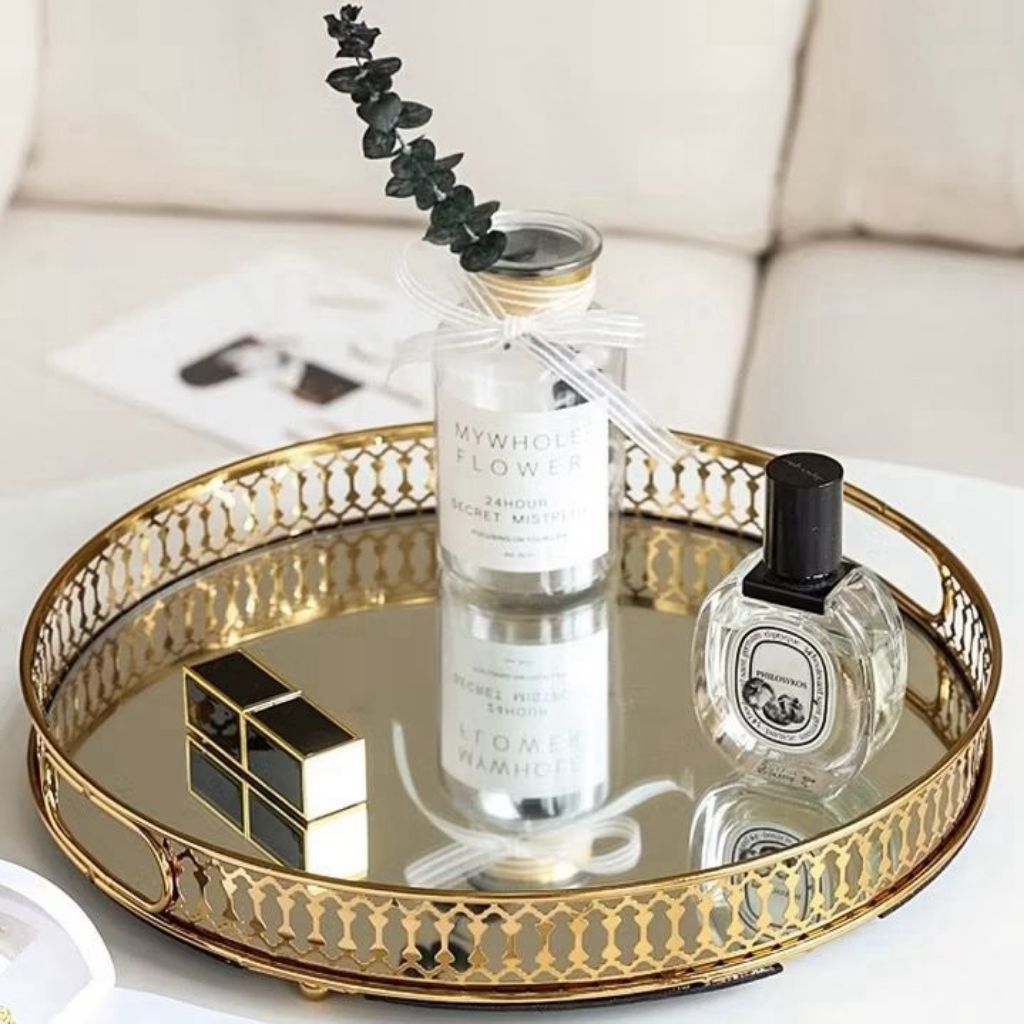 TRAY DEKORASI GOLD | NAMPAN BULAT GOLD