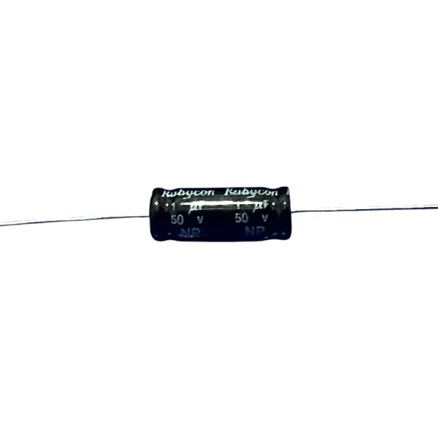 Kapasitor elco 1 uF 50 volt non polar / elco nonpolar 1uf 50v ups