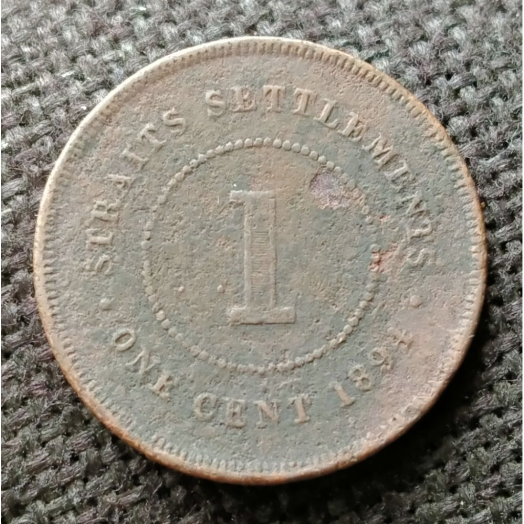 Koin Kuno Straits Settlements 1 Cent 1894 Queen Victoria