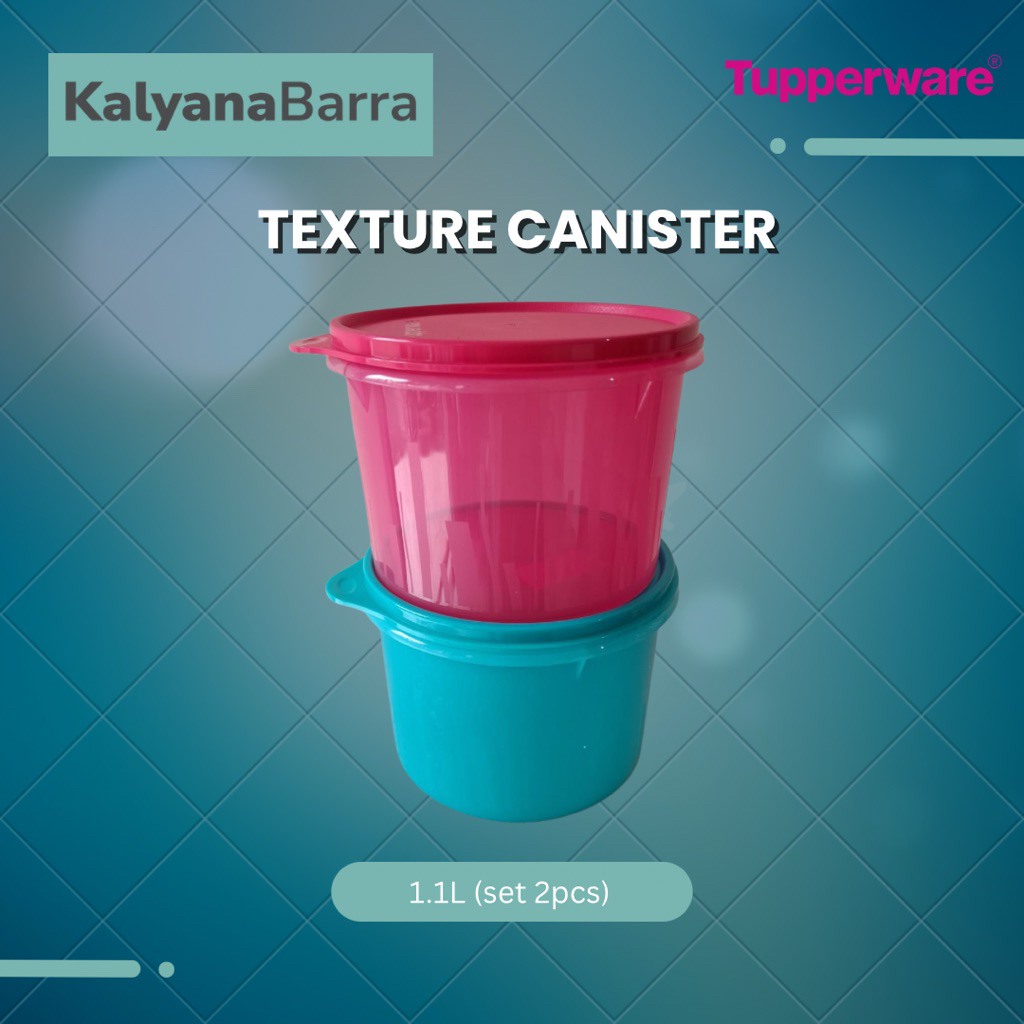 TUPPERWARE Texture Canister 1.1 L (Set 2 pcs) – Biru Pink