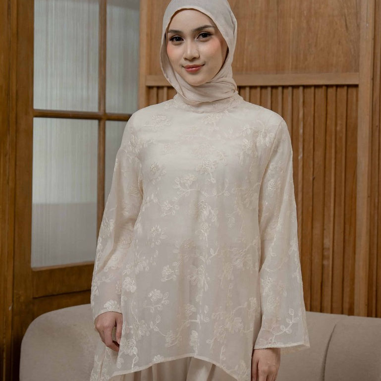 Mayoutfit Hafsa Blouse | Blus Atasan Wanita Bordir Lace Baju Kurung Malaysia Raya Melayu Lebaran Kon