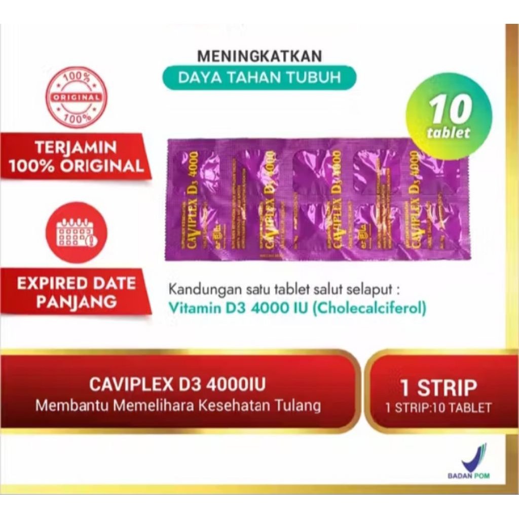 Vitamin D3 4000 IU Caviplex Strip 10 Kaplet