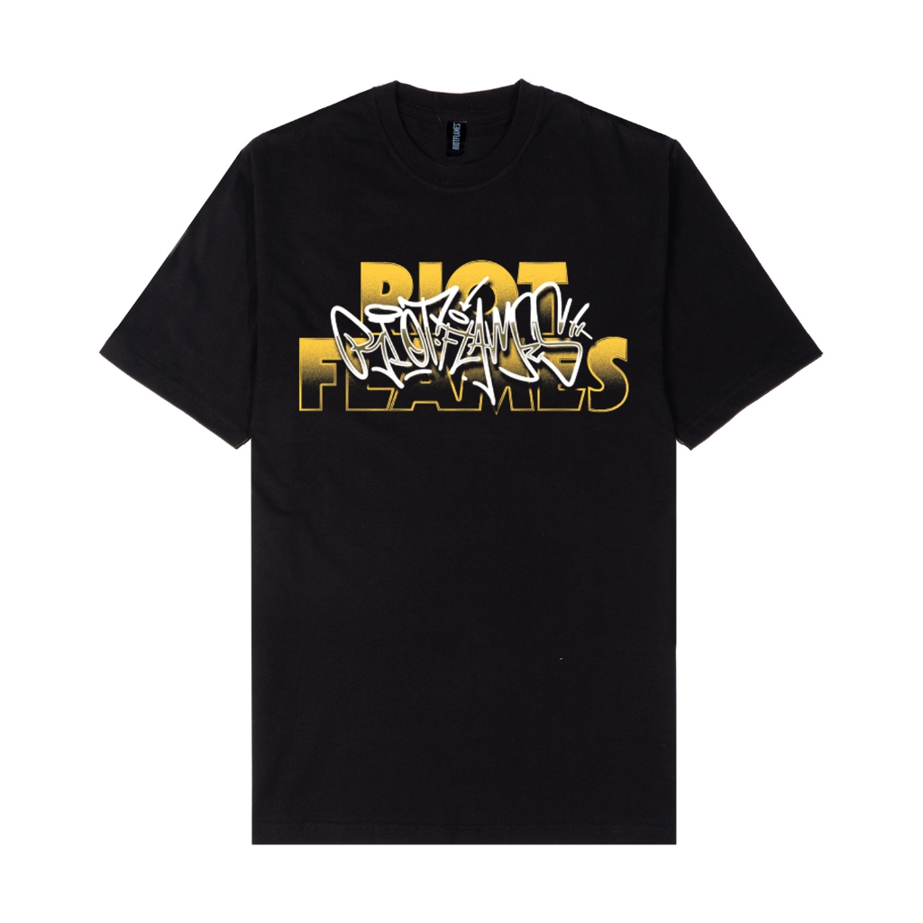 RIOT FLAMES Kaos Pria - RIOT TAG - Black