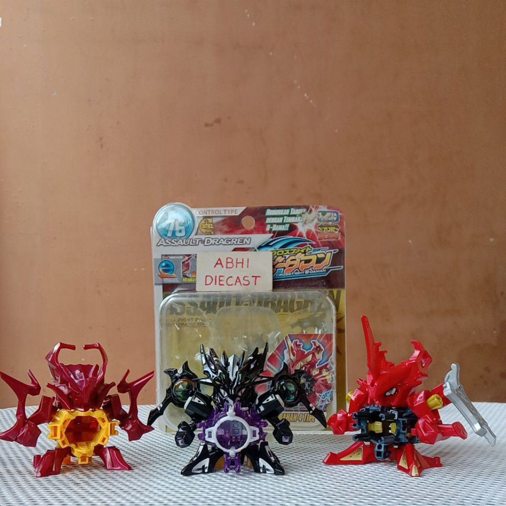 Crossfight b-daman cb-35 twin drazeros set 3 pcs cb-76 assault dragren original takara tomy sepaket 