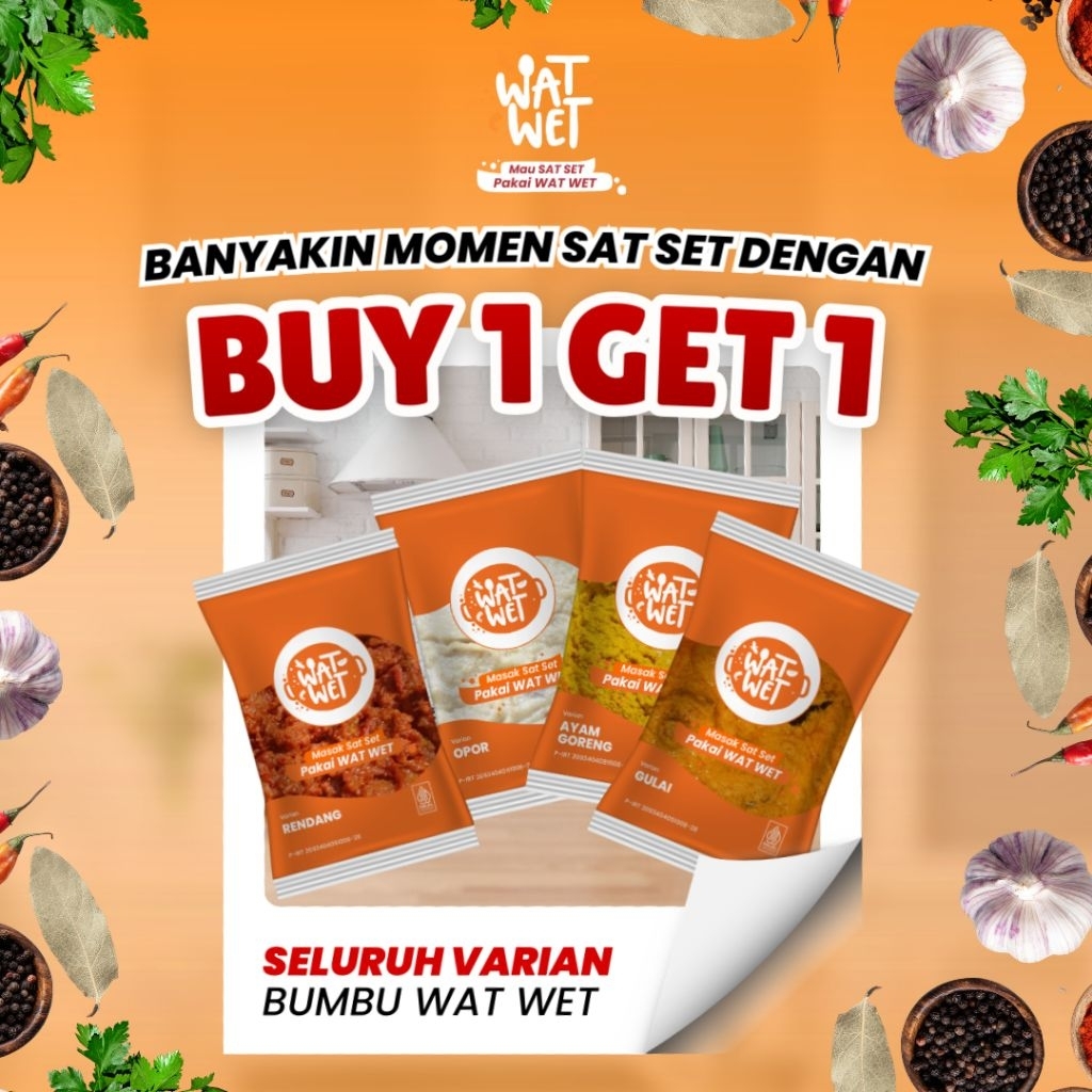 BUY 1 GET 1 LIMITED | WAT WET - Bumbu Masak Instan Gulai 40gr | Gulai Ayam Padang, Gulai Kambing Ace