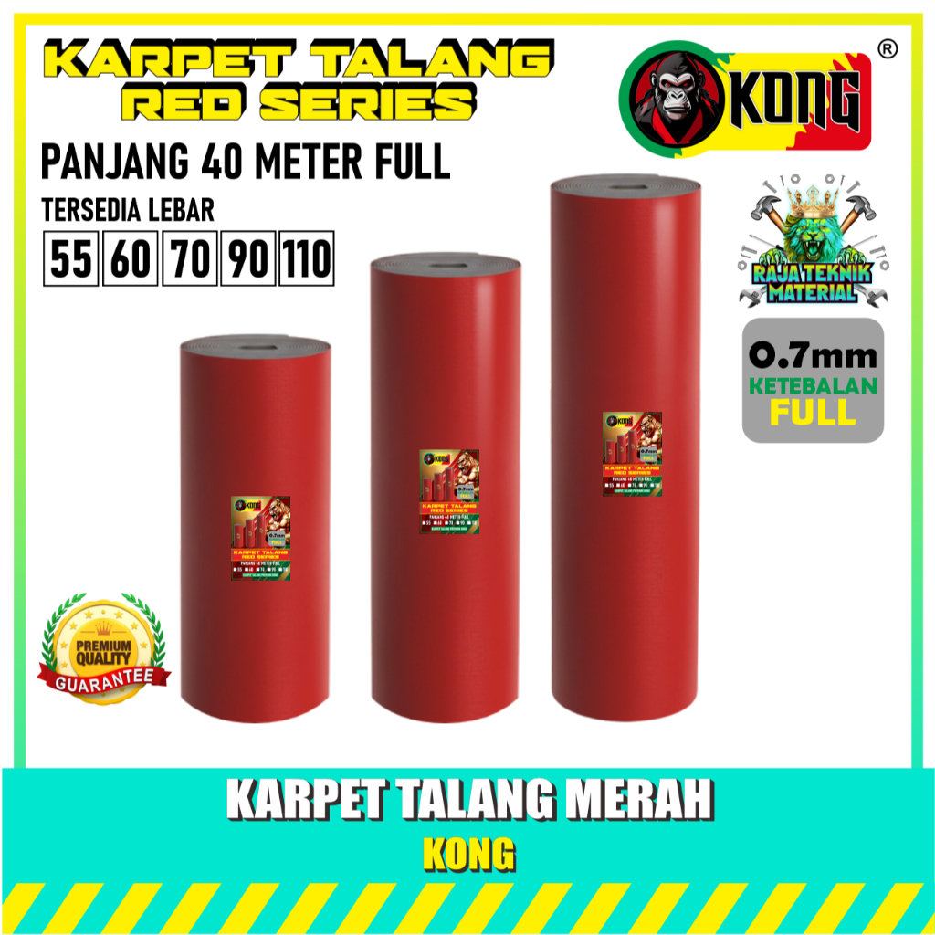 HEMAT KONG Karpet Talang Air Merah Hitam 40 Meter FULL 55cm 90cm 110cm Tebal 0.7mm - Karpet Atap Ant