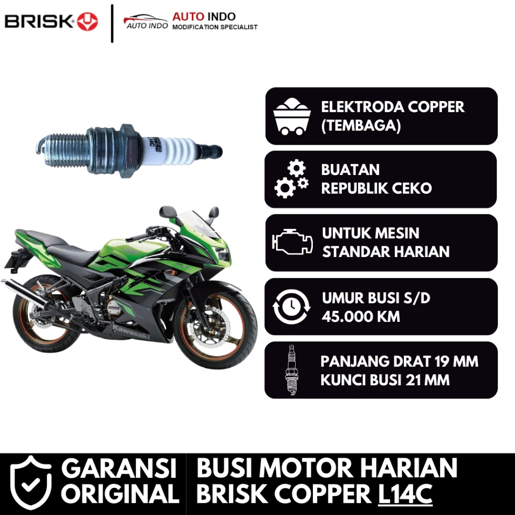 Busi Motor Brisk Copper Racing L14C untuk Yamaha Rx King - Busi Panjang - Garansi Ori BRISK