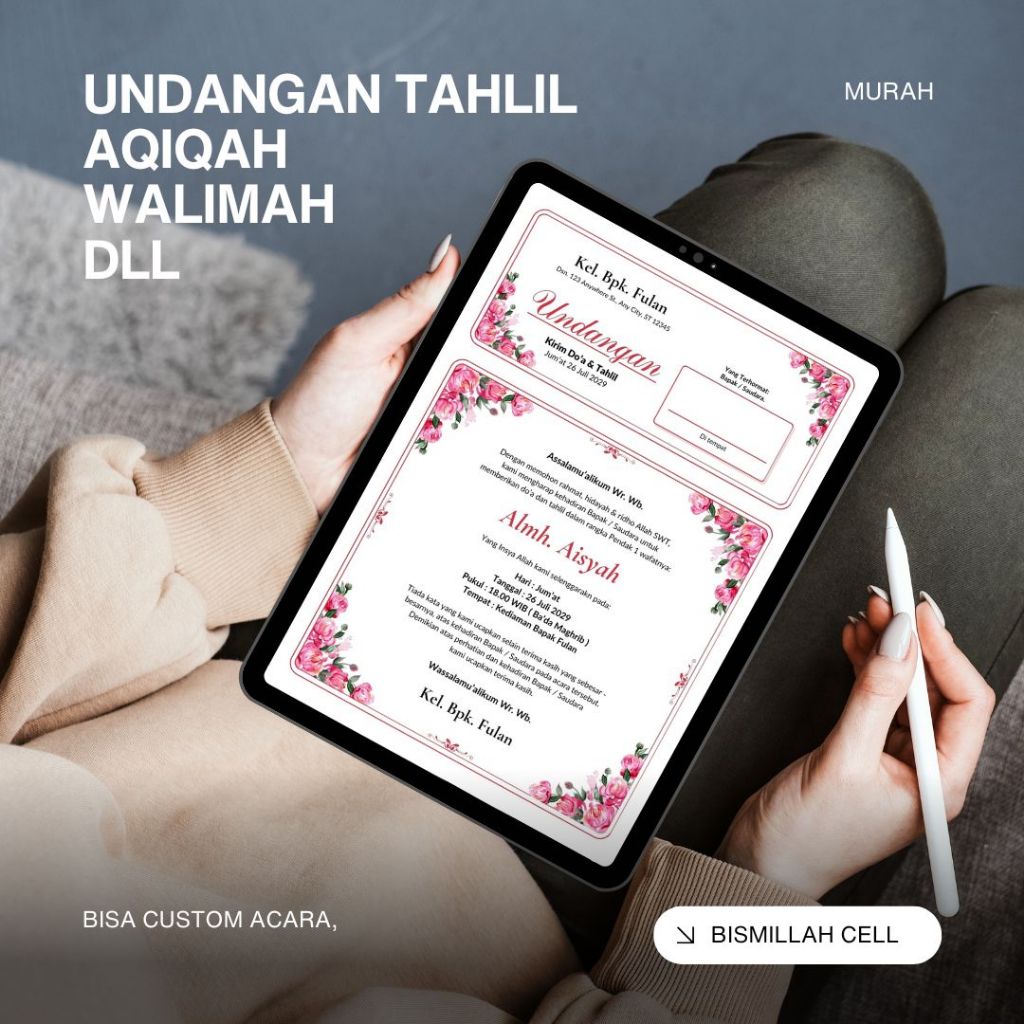 UNDANGAN TAHLIL/YASIN/WALIMATUL URSY/DLL SESUAI KEBUTUHAN ANDA A4 & A5