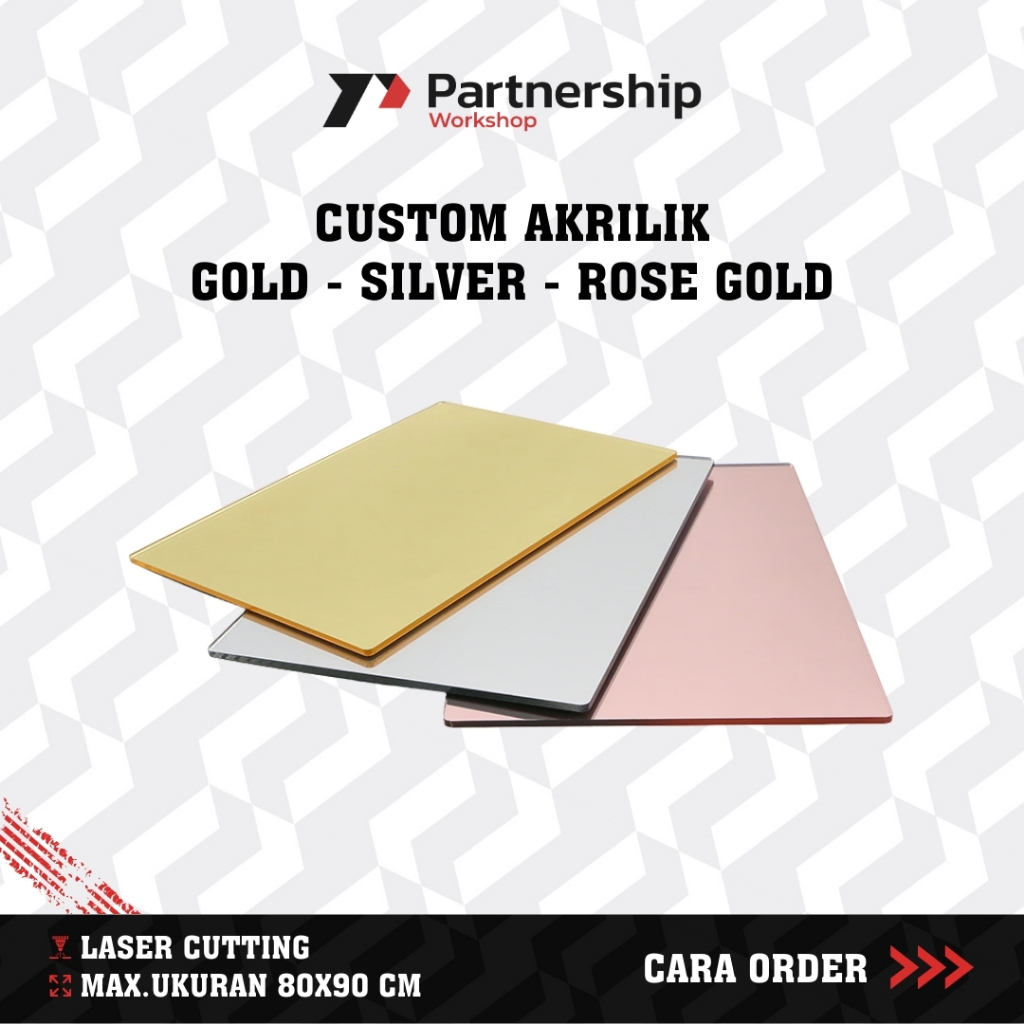 ACRYLIC Akrilik Mirror Gold Silver Rose Gold Custom Potong Ukuran | Lembaran Acrylic Mirror Gold Sil