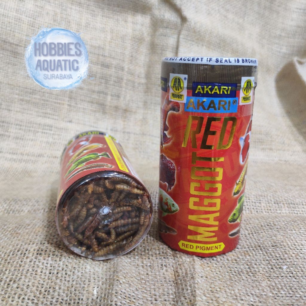 Akari Red Maggot 40 gram Pakan Ikan Hias Predator Louhan, Arwana, Pbass dll