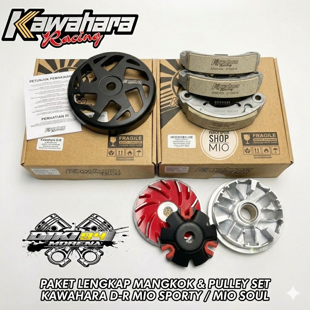 paket kirian Mio kawahara.rumah loler full set bubut 18.5 + mangkok ganda kartel+kampas set.