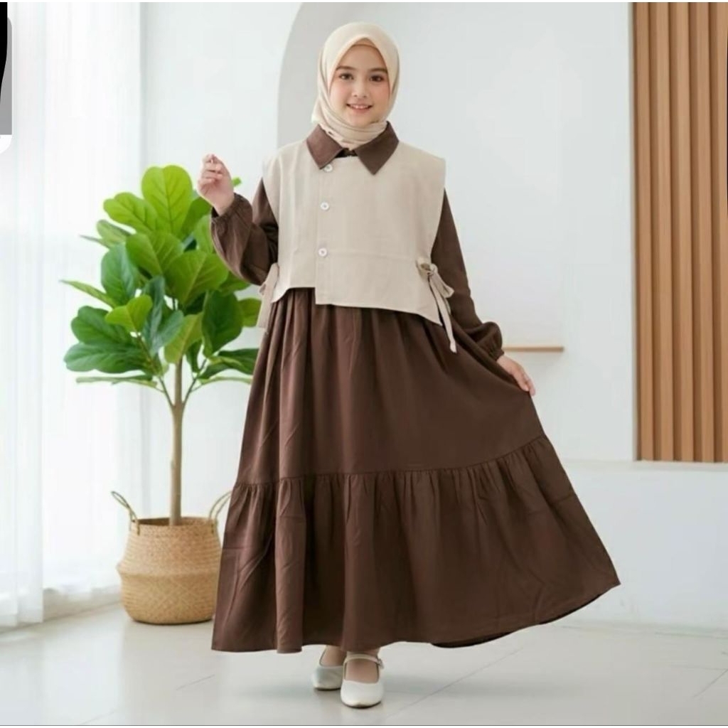 gamis anak tanggung free outer kekinian gamis lebaran remaja anak tanggung bahan rayon twill tersedi