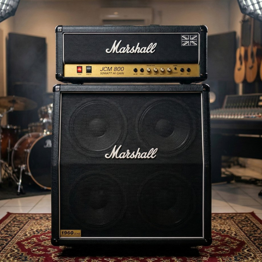 Ampli Bass & Gitar 4x12 Inch bluetooth bisa untuk karaoke 3 Input Marshall Head Cabinet Bonus Kabel 