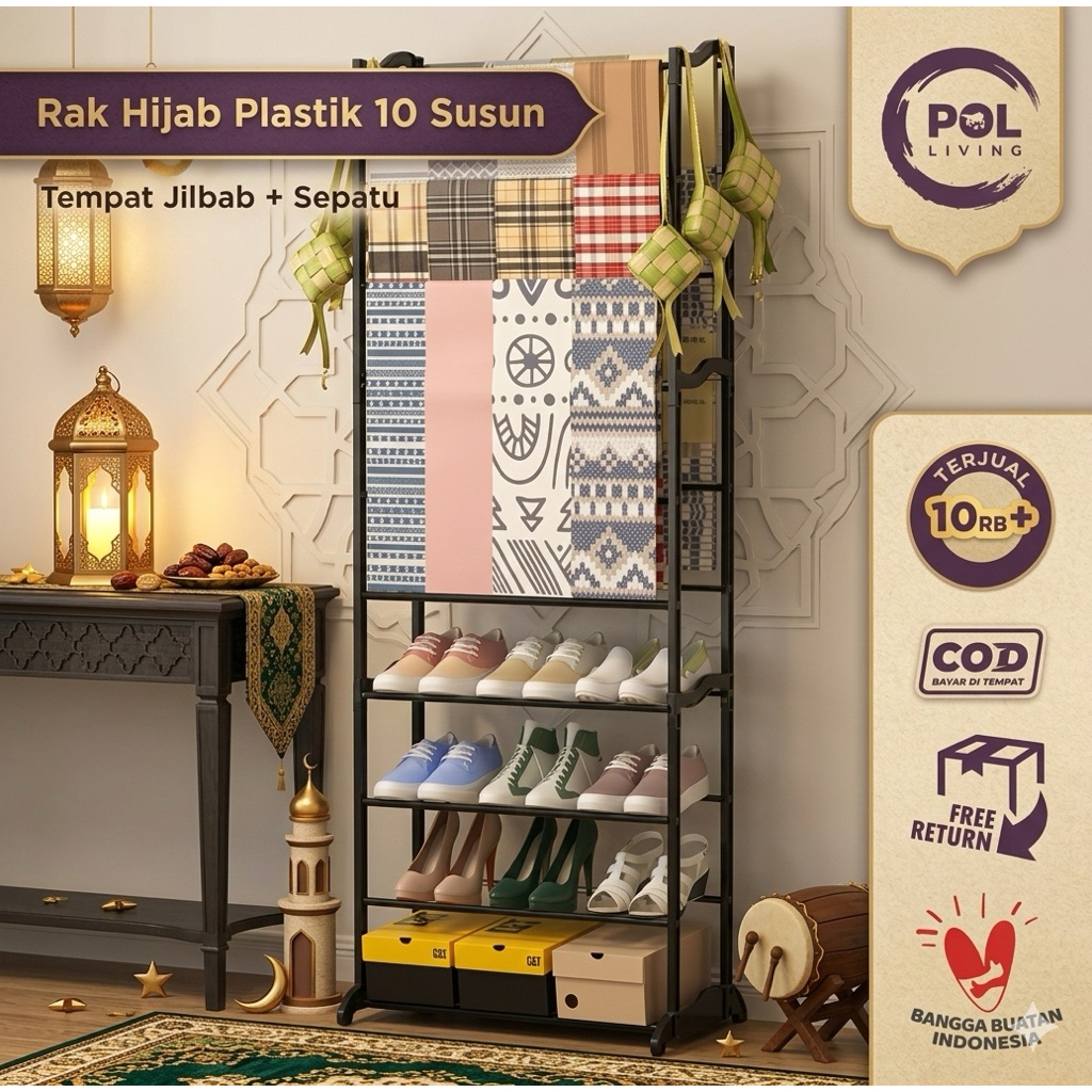 Rak Hijab | sepatu 10 Susun / rak plastik serbaguna