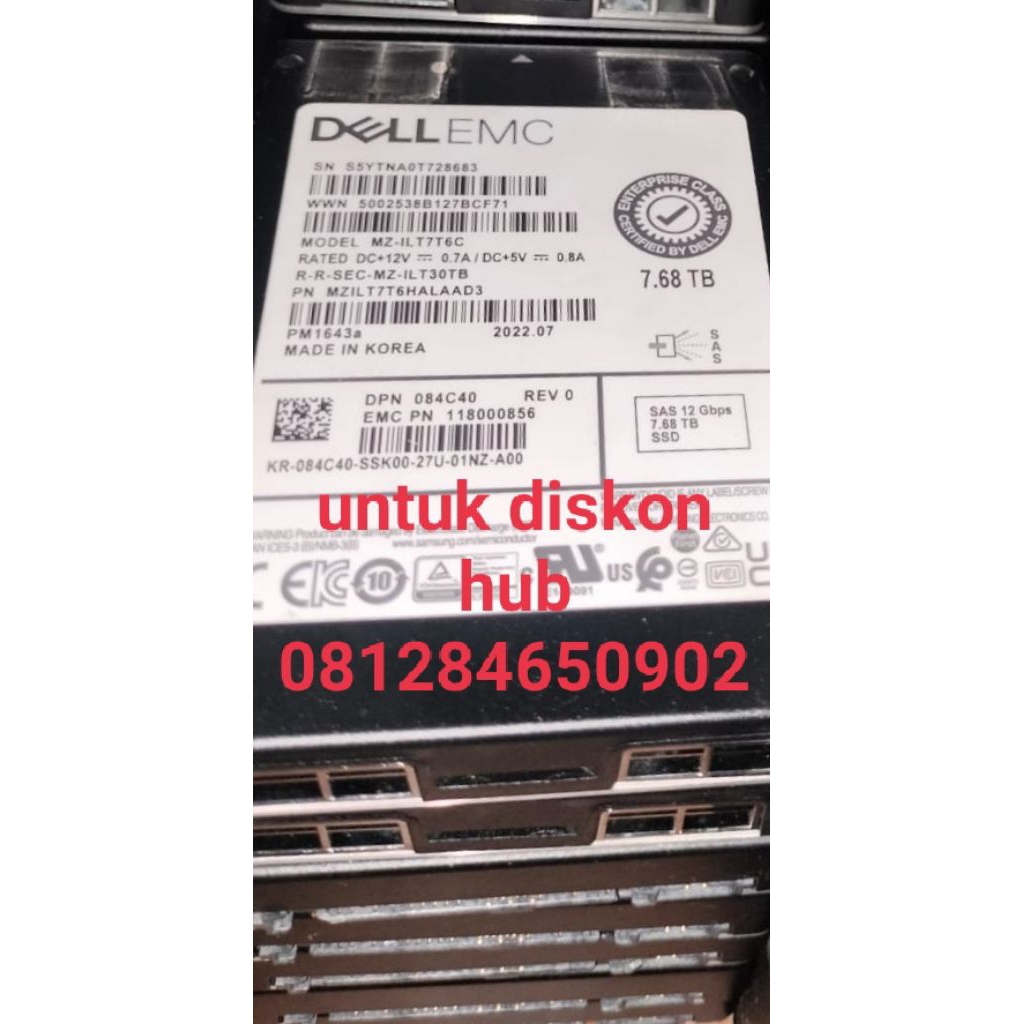 SSD SAS server Dell  7,8Tb