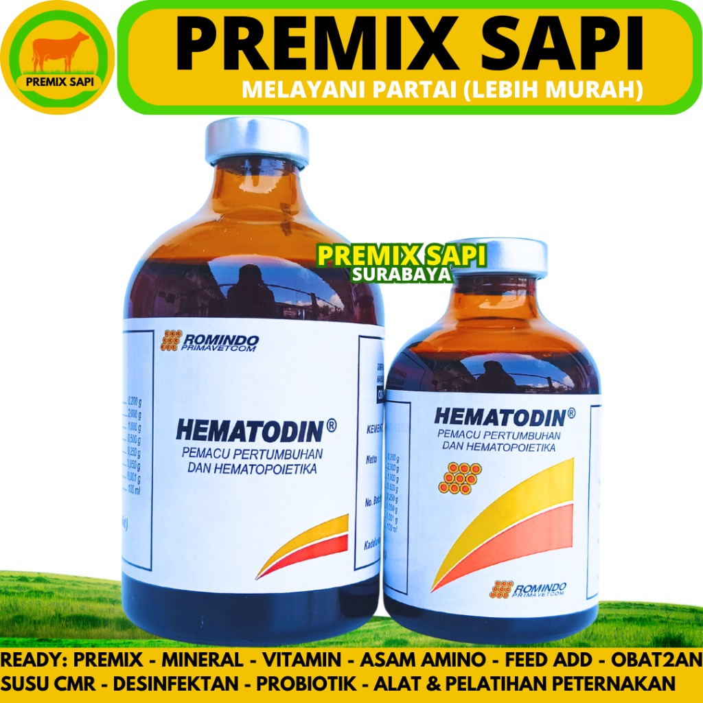 HEMATODIN 50ML & HEMATODIN 100ML - Obat Penambah Darah & Pemacu Pertumbuhan Hewan Sapi Kambing Babi