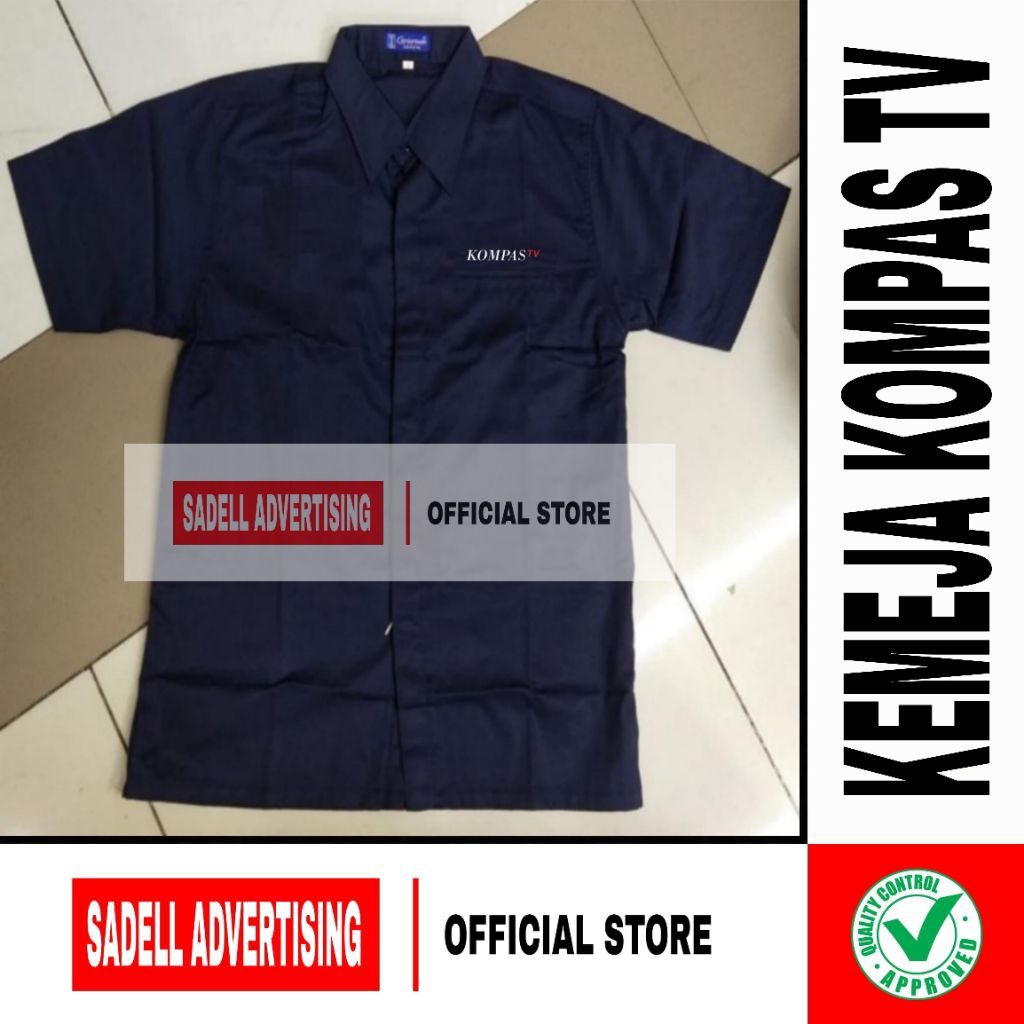 Kemeja KOMPAS TV Seragam KOMPAS TV Baju KOMPAS TV Navy Lengan Pendek Pria Bordir