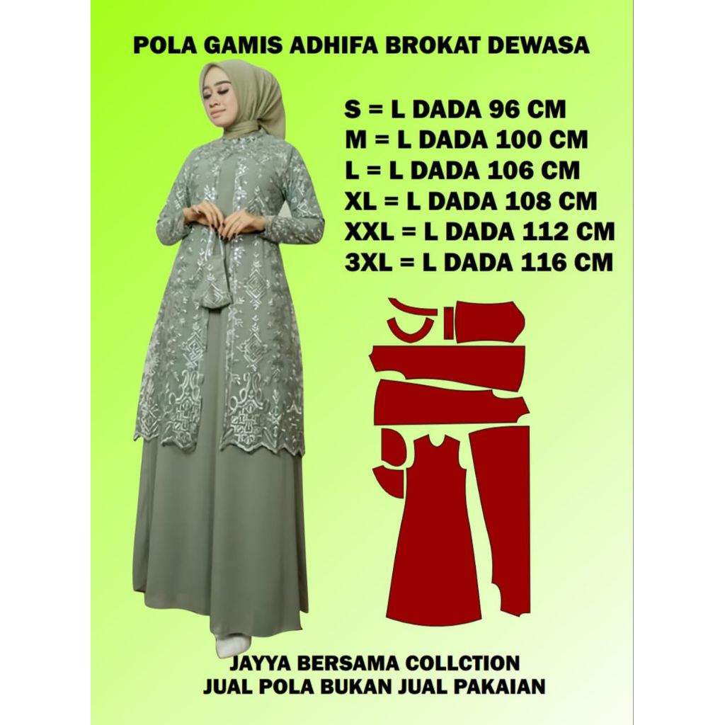 POLA_GAMIS ADHIFA BROKAT DEWASA(JUAL POLA BUKAN JUAL PAKAIAN)