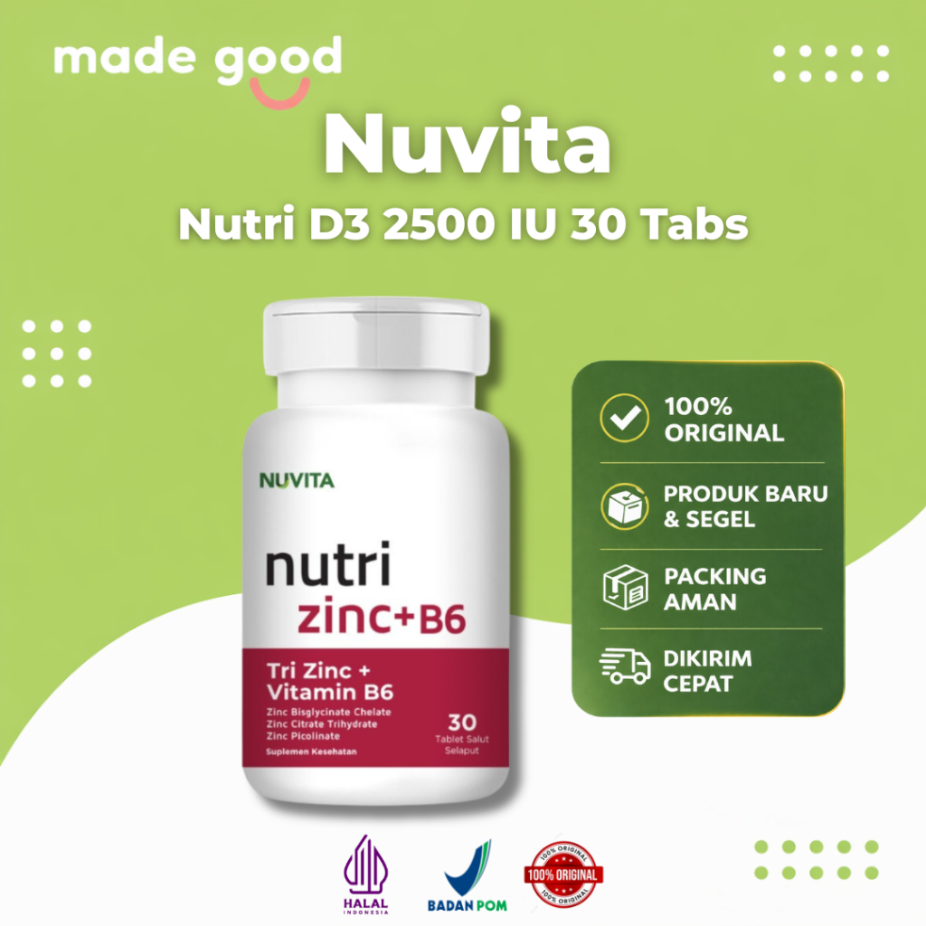Nuvita Tri Zinc + Vitamin B6 30 Tablet – Suplemen Zinc untuk Daya Tahan Tubuh