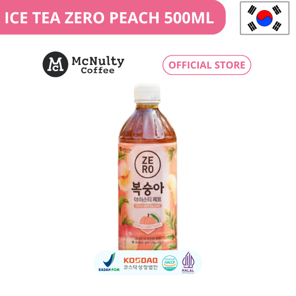 MCNULTY ICE TEA ZERO PEACH 500ML MINUMAN KOREA HALAL BPOM