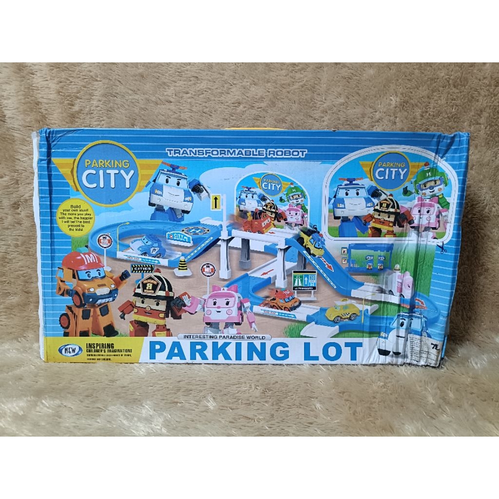 Mainan Track Anak Robocar Poli Parking Lot Parking City