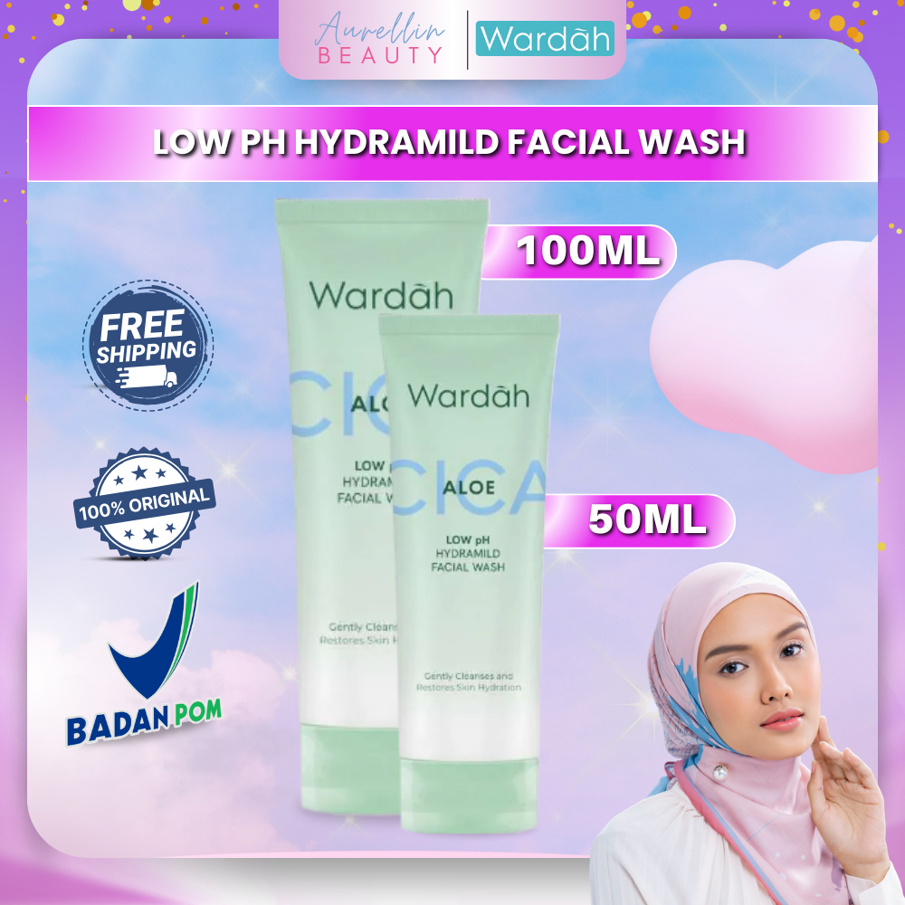 WARDAH Aloe Cica Low pH Hydramild Facial Wash - Sabun Cuci Muka Membersihkan secara Lembut dan Mengh