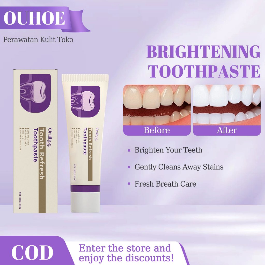 Oralhoe Tooth Refresh Toothpaste 100g Odol Pemutih Gigi Dan Karang Gigi Menghilangkan Bau Mulut Prot