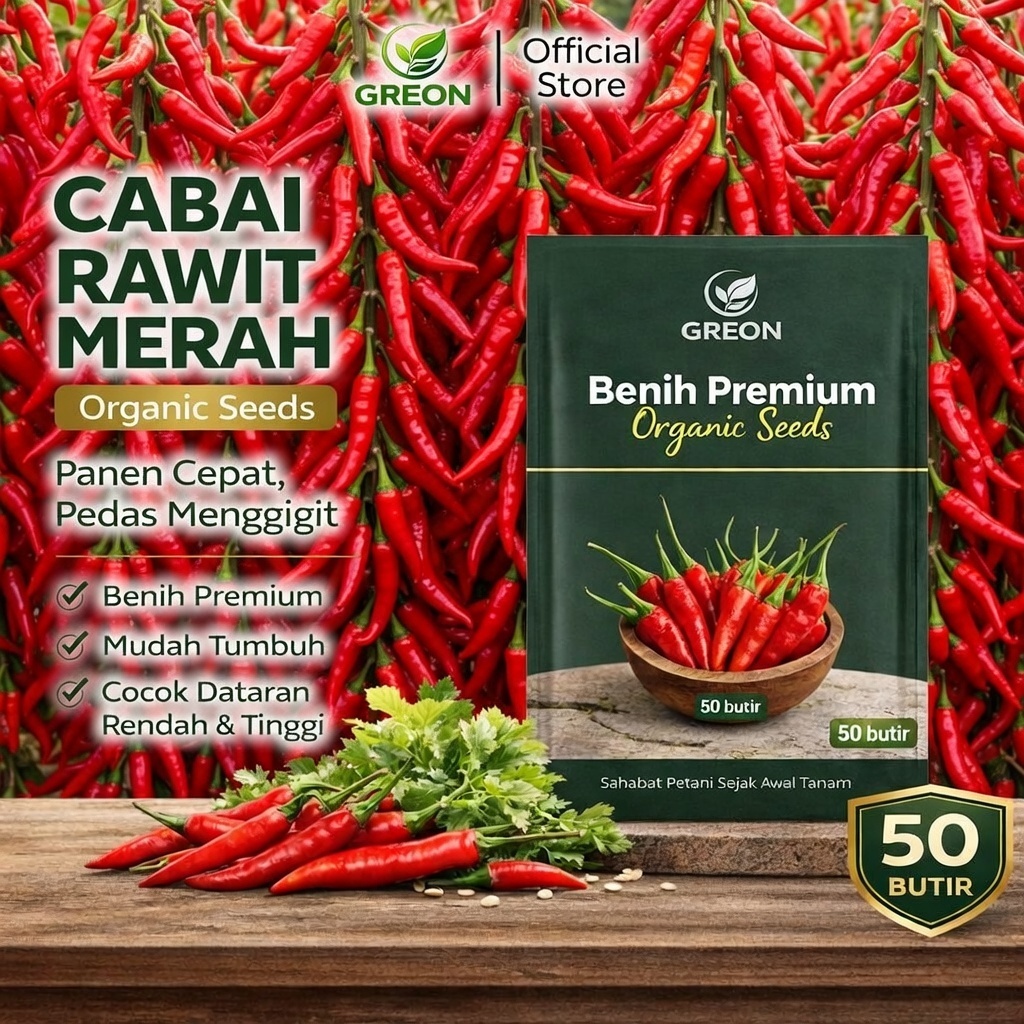 Benih Cabe Rawit RAWITA F1 50 Biji (Cabai Rawit Merah Isi 50)